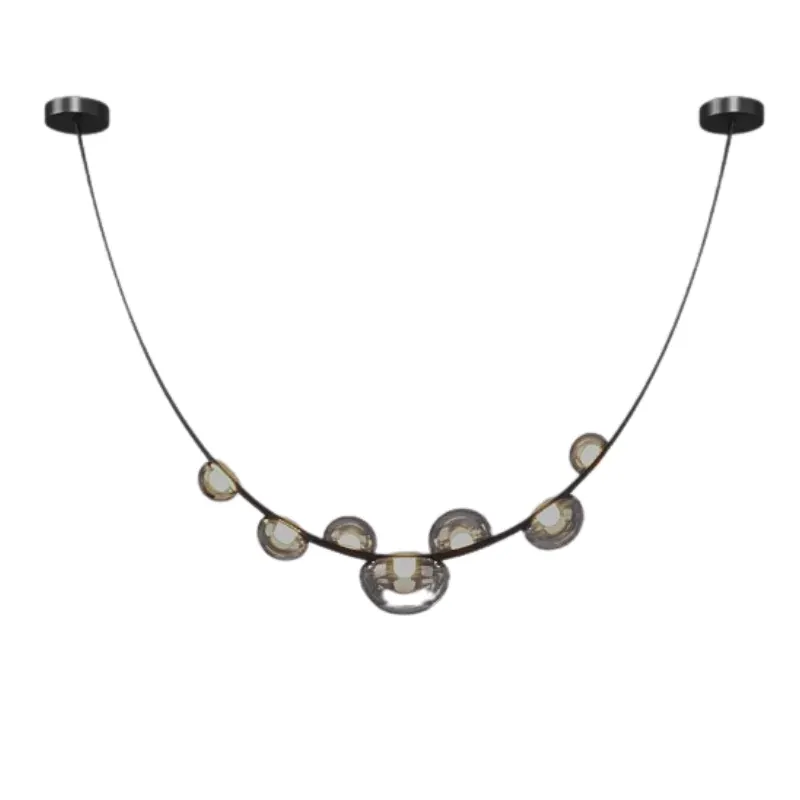 LeatherLine Chandelier - Clear & Smoky Elegance