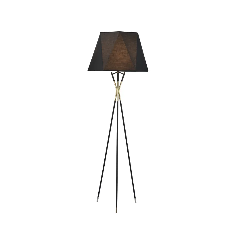 SveaGeometric Three-Legged With Jagged Egde Lampshade Black Floor Lamp