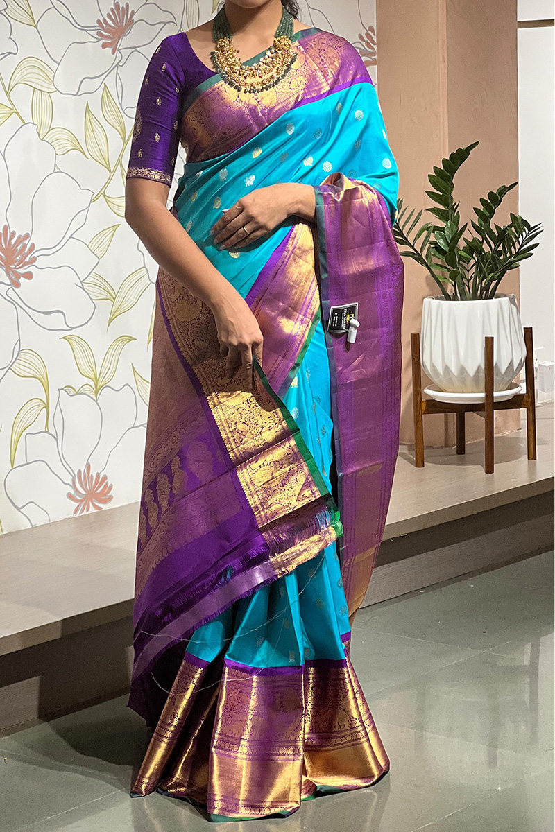 Medium Purple Woven Banarasi Soft Silk Saree – MySilkLove