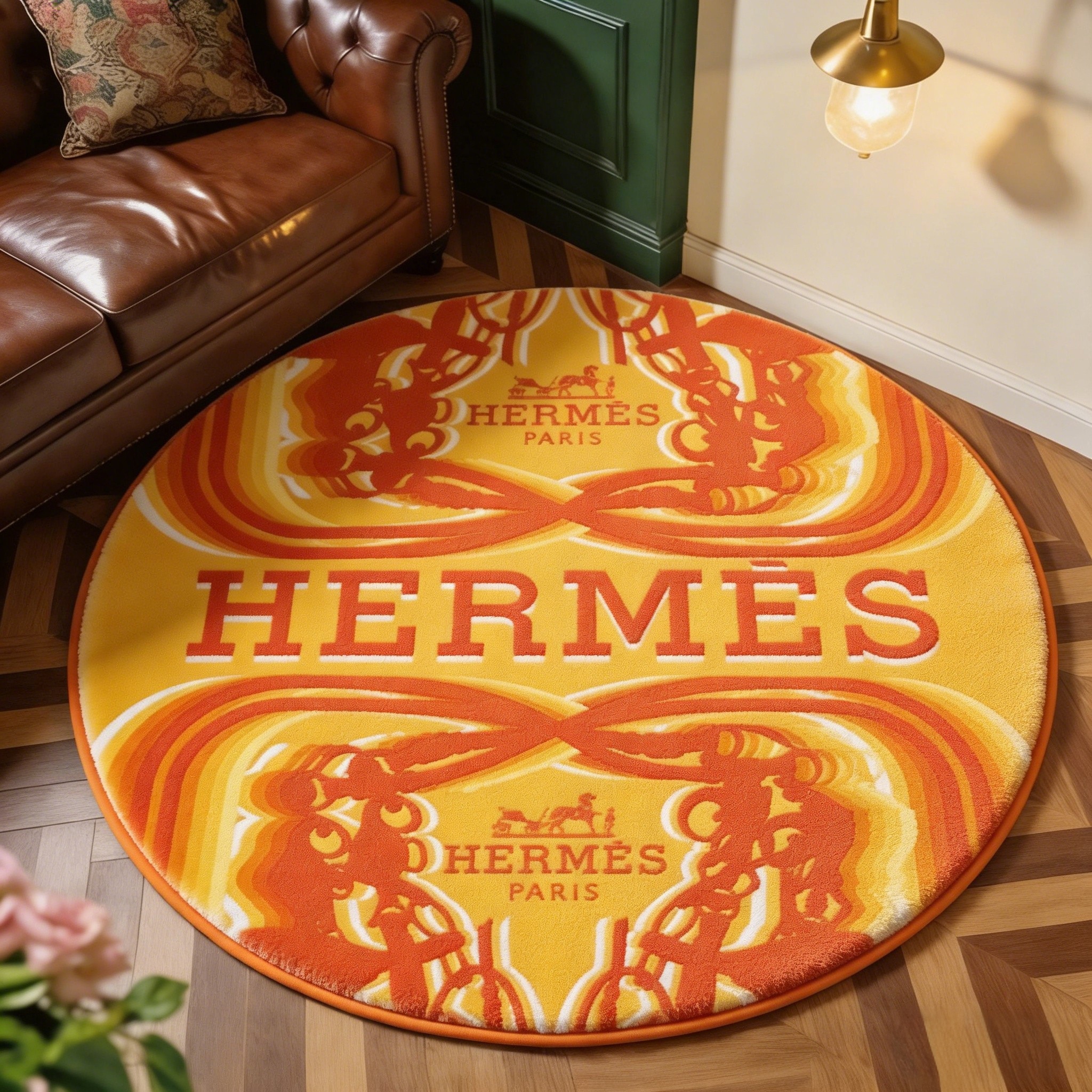 【エルメス】 ラグマット 円形 0427-5-1