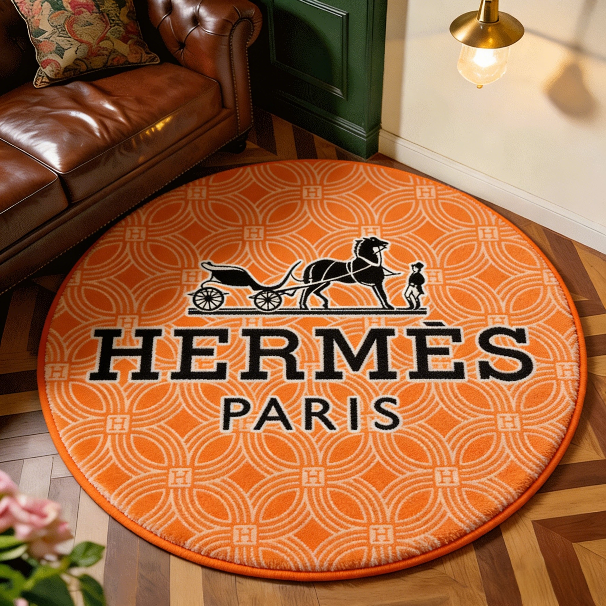 【エルメス】 ラグマット 円形 0930-3-4