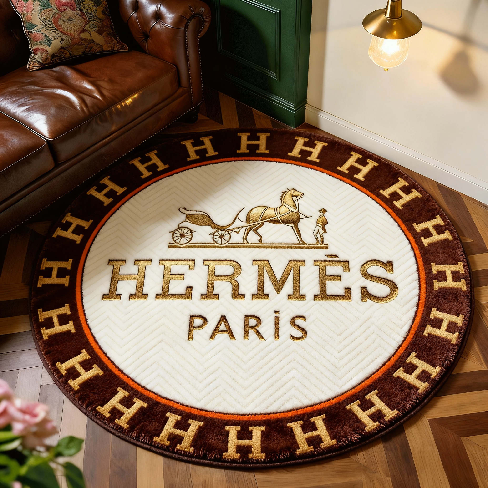 【エルメス】 ラグマット 円形 26017-61