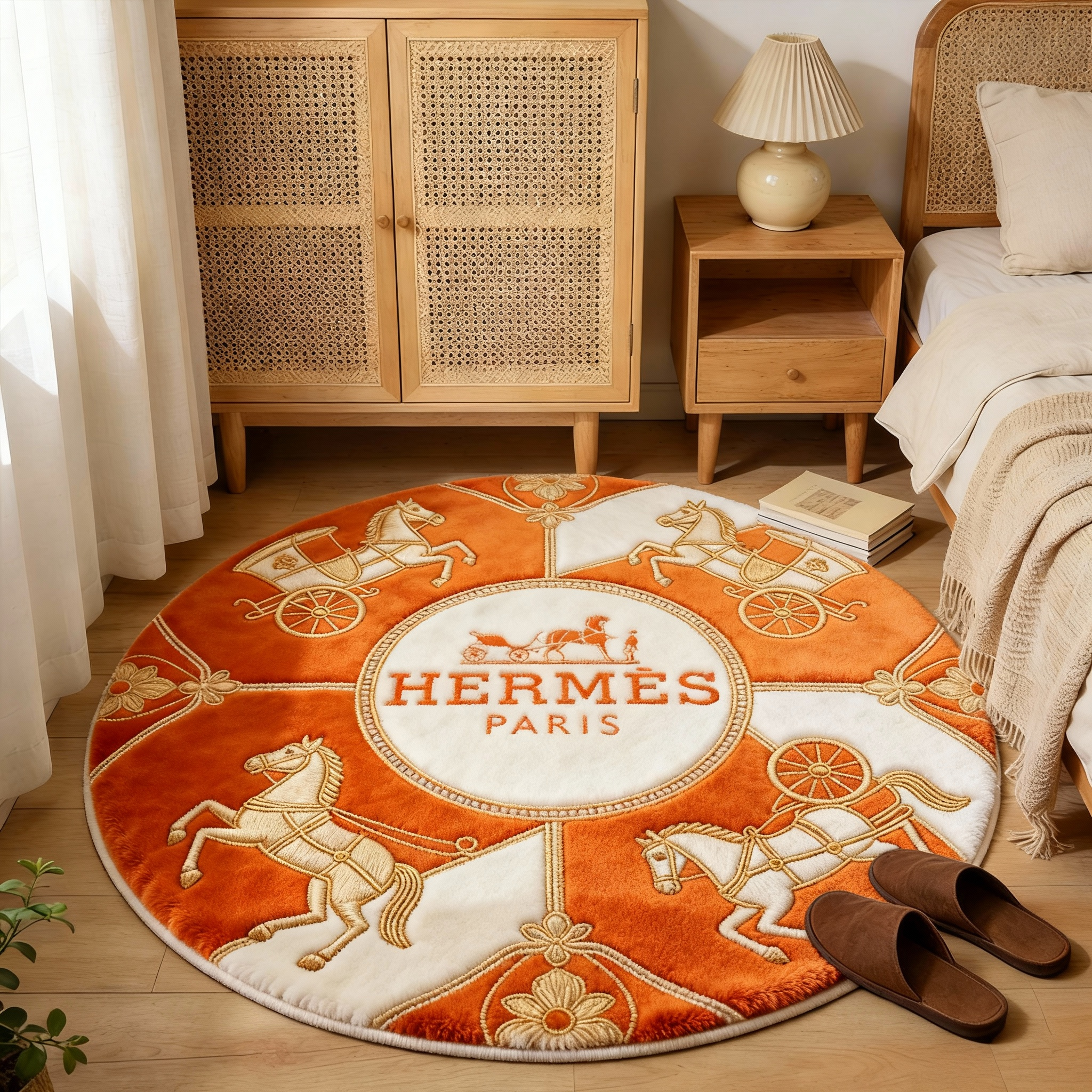 【エルメス】 ラグマット 円形 26017-57