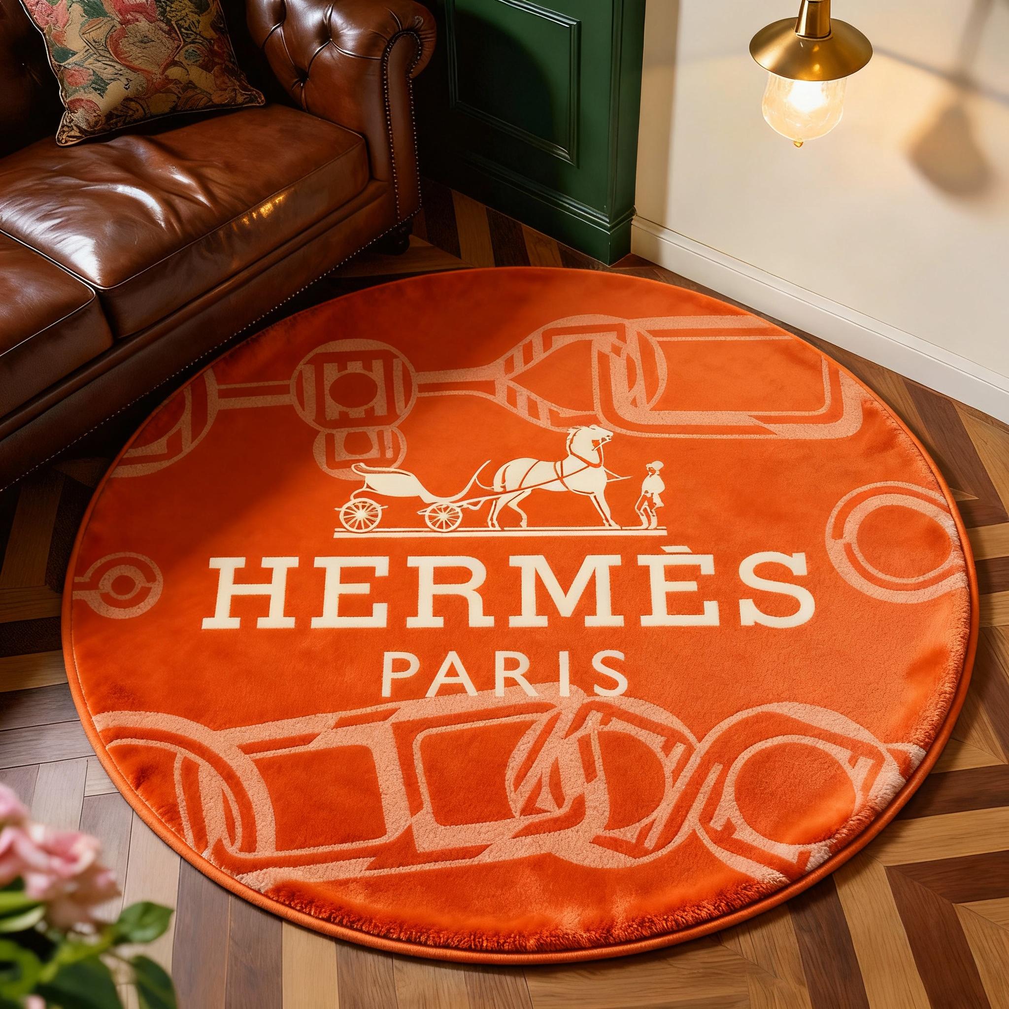【エルメス】 ラグマット 円形 26017-51