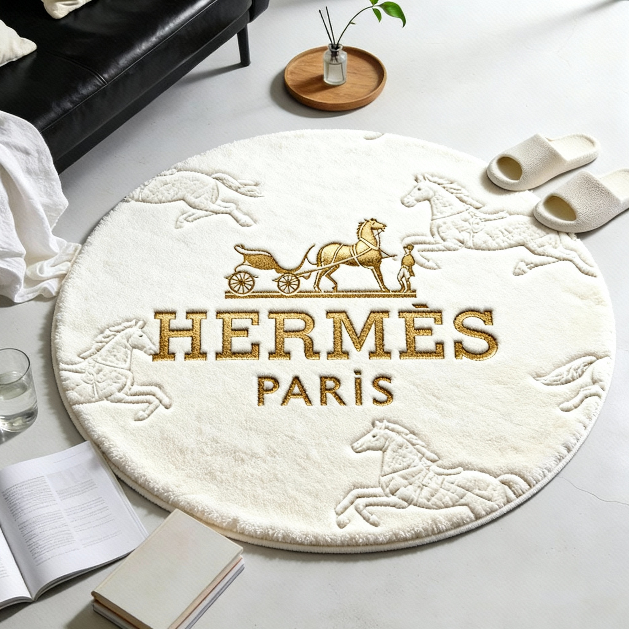 【エルメス】 ラグマット 円形 26017-56
