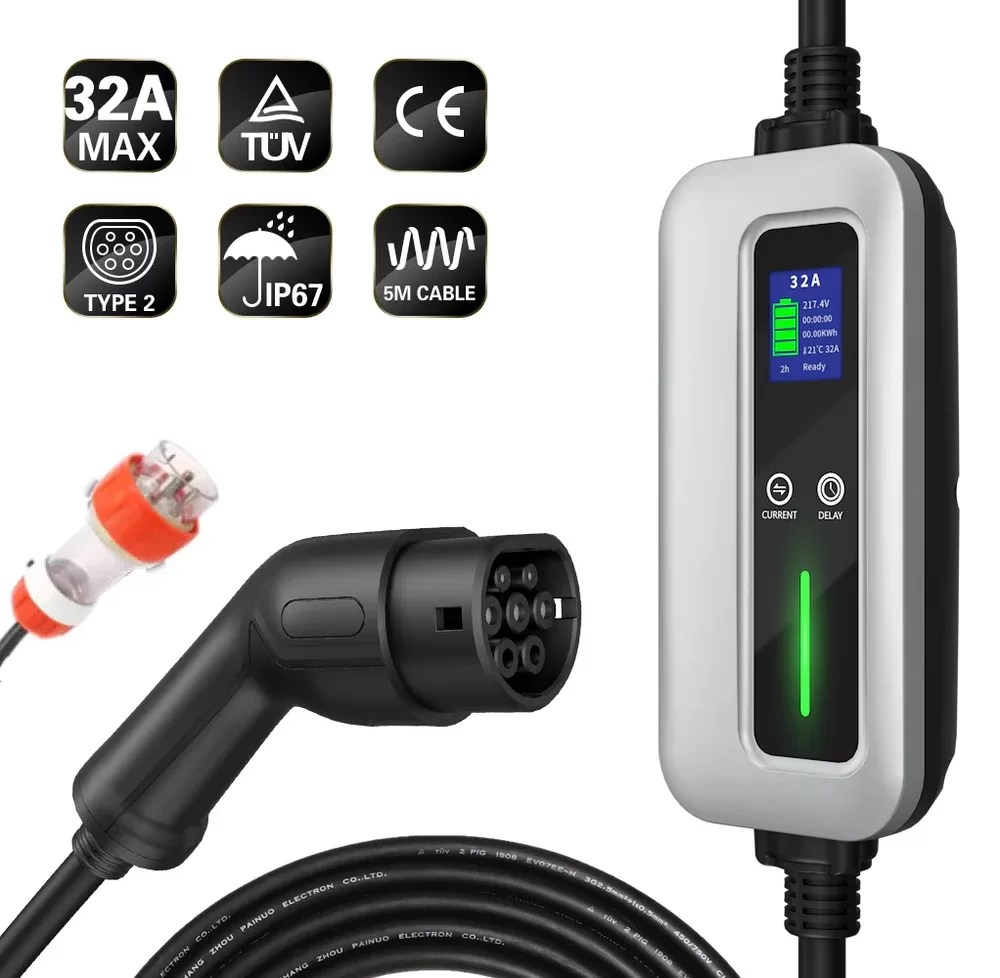 MIDA Adjustable Portable EV Charger | 32A 7kW 1Phase | Type 2