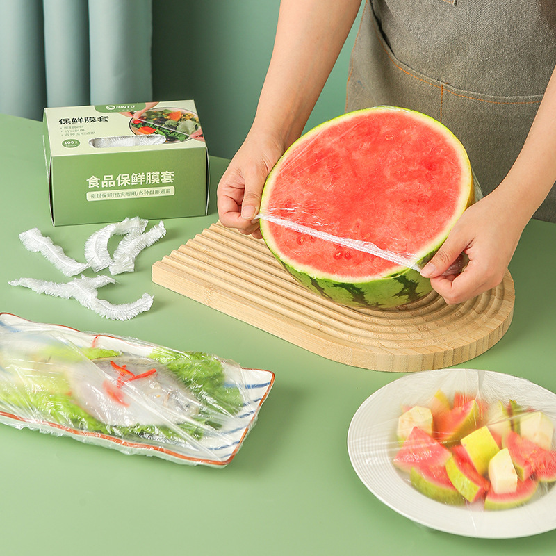HW43 - Food Grade Disposable Plastic Wrap 100Pcs 一次性保鲜膜罩套食品级专用-huwagroup