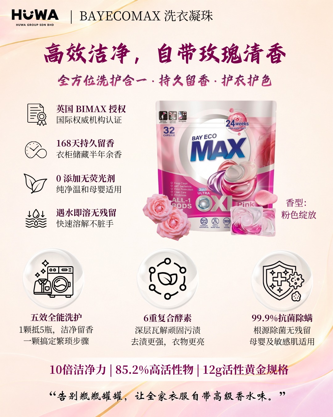 CG39 - BayecoMAX Pods (Pink Blooming) (12g x 32pacs) 贝纯 洗衣旋風凝珠(粉色綻放) (12g x 32粒)