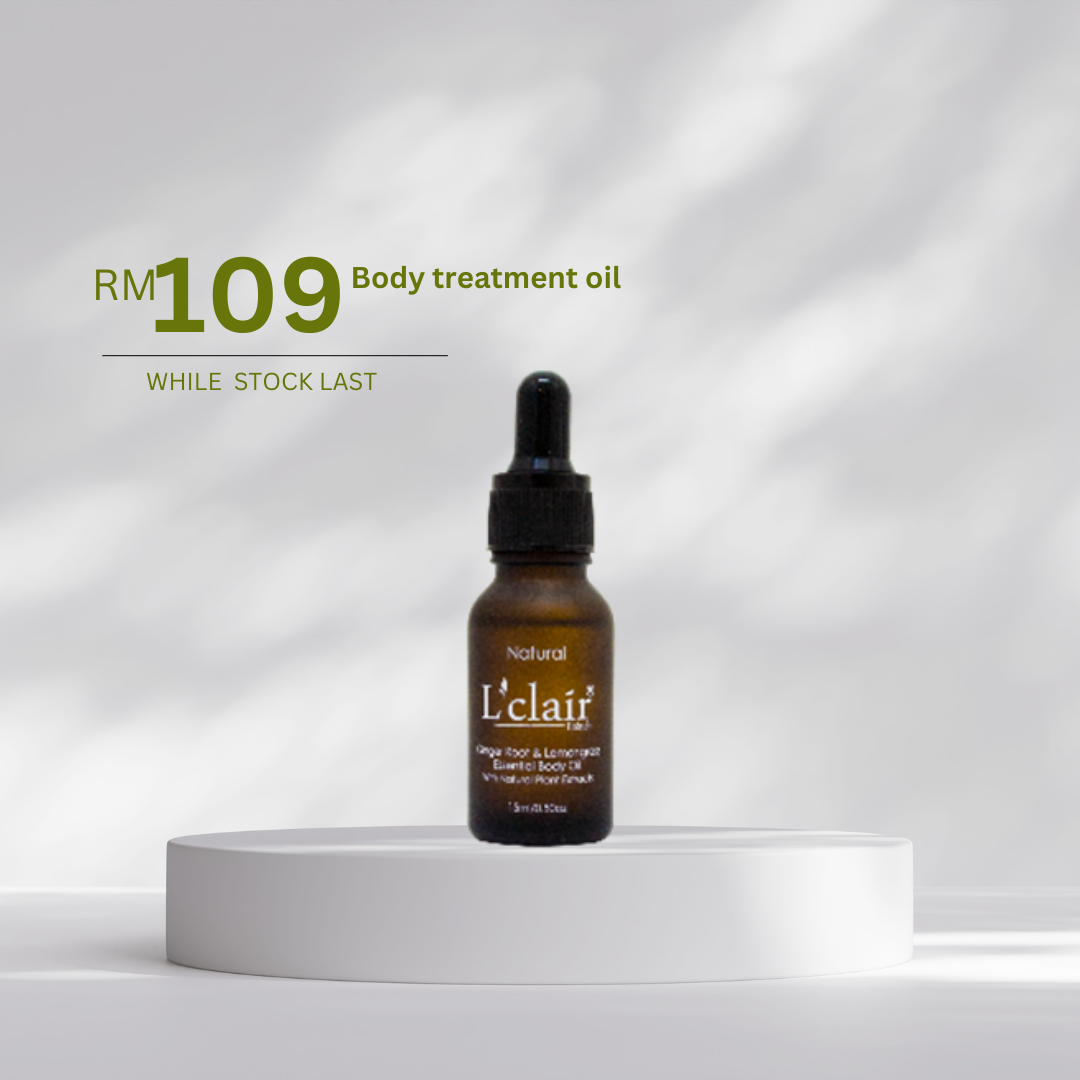 L16 - LCLAIR GINGER & LEMONGRASS BODY TREATMENT OIL (55ml) 姜精和香茅油身体护理油-huwagroup