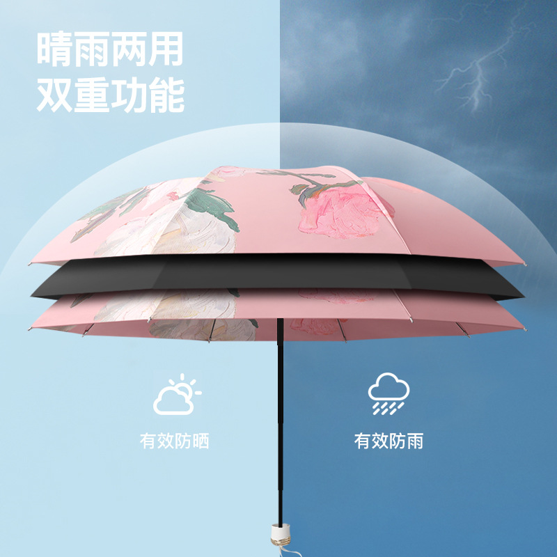 Automatic Double Layer UV Umbrella with Small Storage Bag  (Random color ) - HW39 -huwagroup