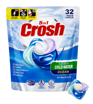 CR12 - Crosh 5in1 laudry capsules (ocean) (12gx32pacs) 克樂氏多效合1洗衣旋珠(海洋)