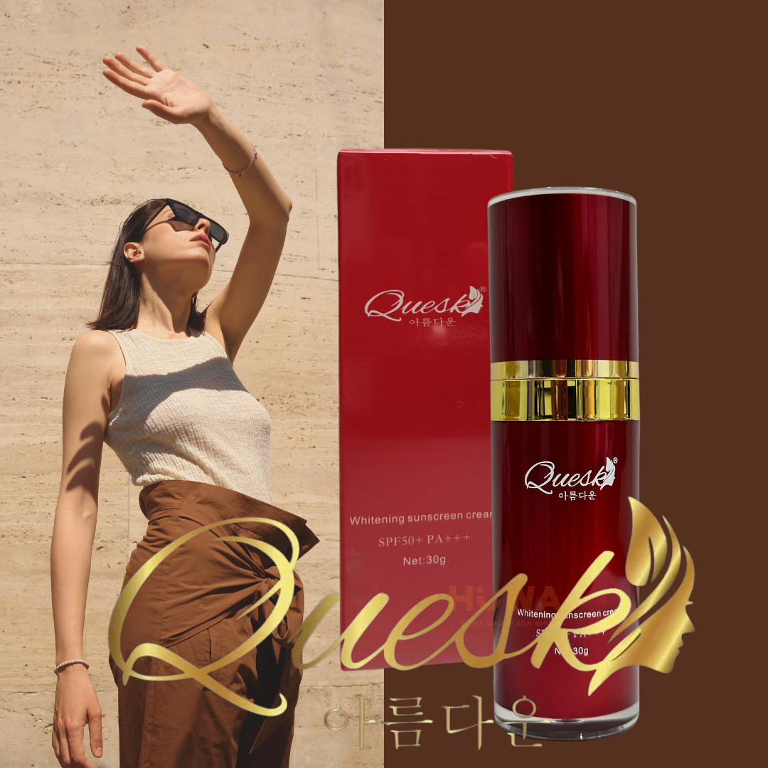 Q12 - QUESK Whitening Sunscreen Cream 30G 脸部美白防晒霜  Free QUESK MOISTURIZING LIP BALM 润唇膏-huwagroup