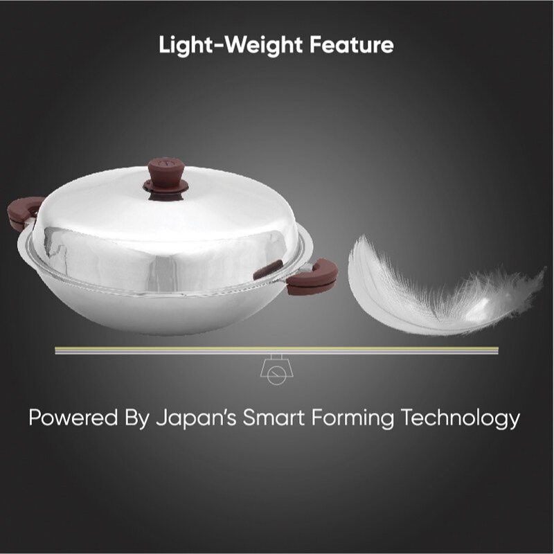 WONDERCHEF 40cm Round Bottom Wok 5-ply SUS304 One-piece Construction Frying Wok 圆底5层304不锈钢一体成型40cm炒锅-CF1-huwagroup