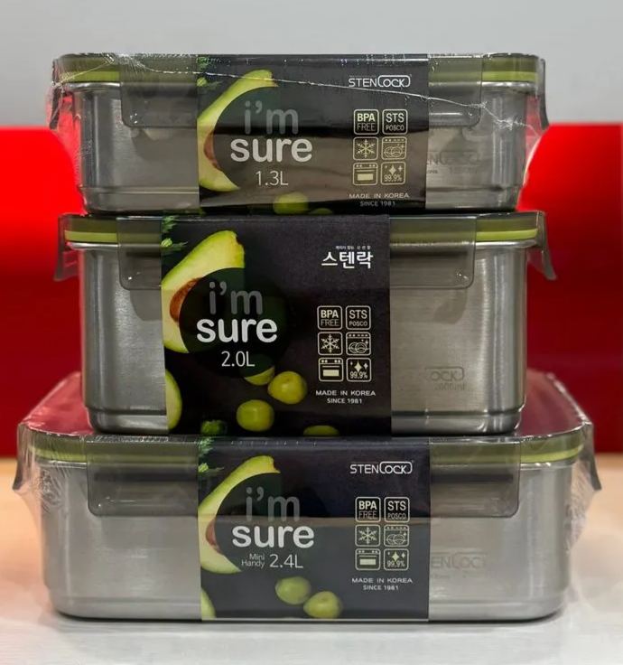 DK75 -STENLOCK RECTANGLE I'M SURE SET 方形便当盒套装 1.3L/2.0L/2.4L-huwagroup