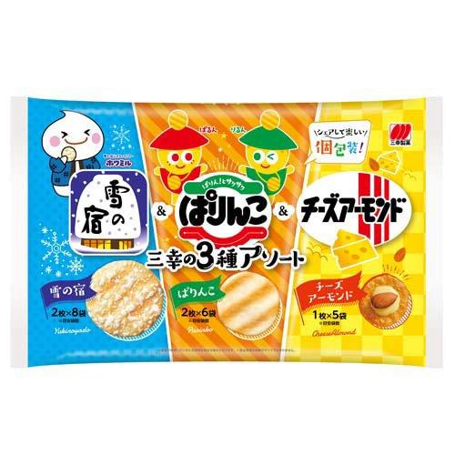 JT263 - Sanko Cracker 雪之宿 Parinko 奶酪杏仁 3 种口味什锦米饼-huwagroup