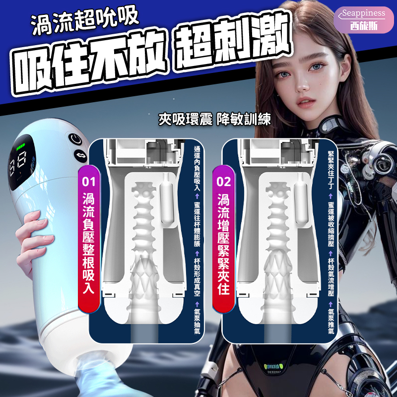 理想飛機杯 | 渦流超吸吮 | 夾吸震動強烈