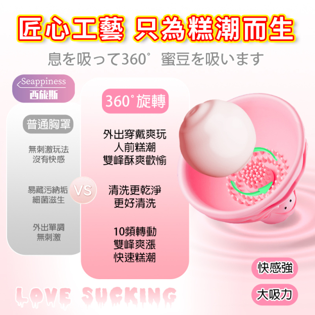 玫瑰乳房按摩器 | 360度旋轉 | 真空吸力不脫落