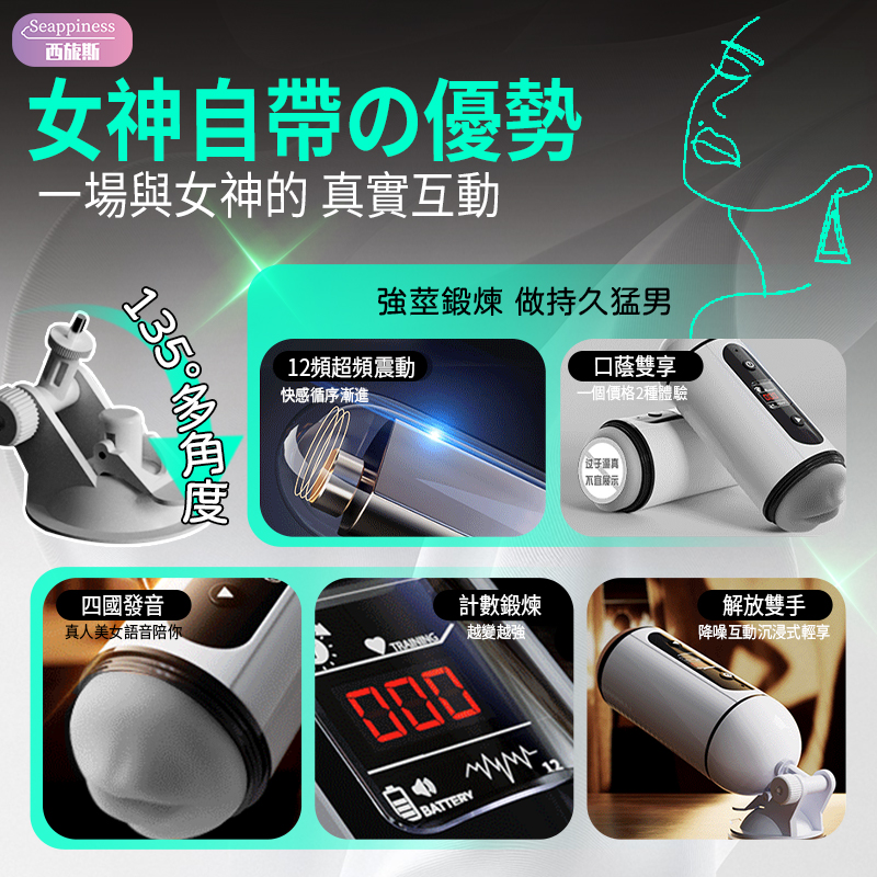 女神活塞飛機杯 | 自帶底座免手持 | 雙頭計數顯戰力