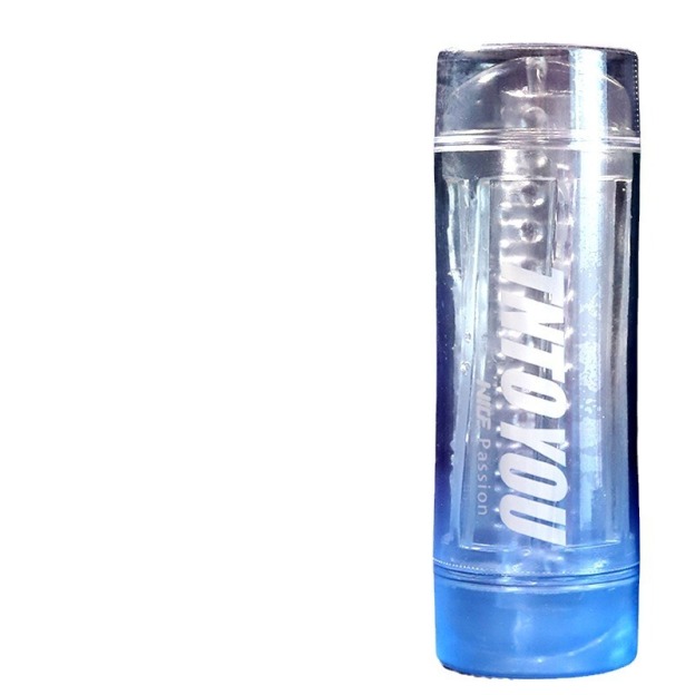 水晶手動飛機杯 | 雙頭設計自慰杯 | 顆粒碰撞夾吸