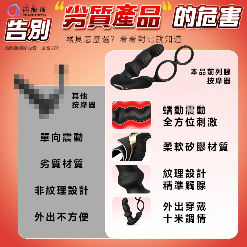 锁精环蠕动震动前列腺按摩器 遥控款