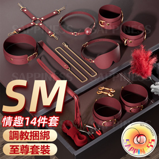 Seappiness 24h出貨 SM套裝十一件套裝 台灣出貨 手銬項圈 乳夾 皮鞭 SM綑綁套裝 綑綁束縛 BDSM SM套裝 口塞 收纳皮包-Seappiness
