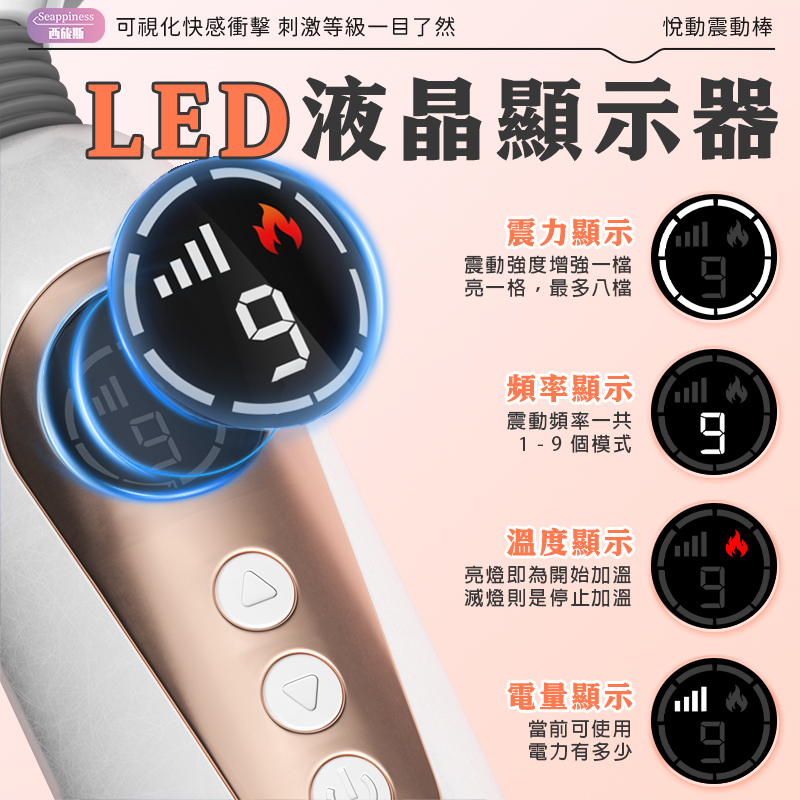 采用LED液晶顯示器,記錄您最愜意的震動强度以及震動頻率