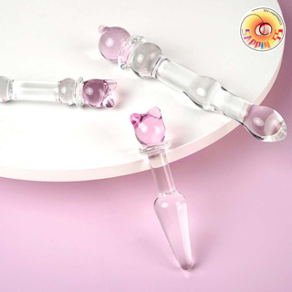 Seappiness 24h出貨 粉貓魔杖-大號-中號-小號 陰肛兩用 撐滿不撐大私處 心動小貓 水晶玻璃肛塞 圓潤光滑 一衝即淨 情趣玩具-Seappiness