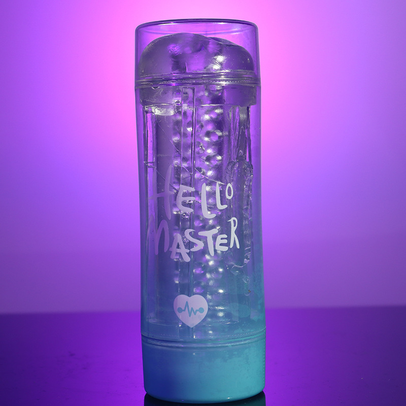 水晶手動飛機杯 | 雙頭設計自慰杯 | 顆粒碰撞夾吸