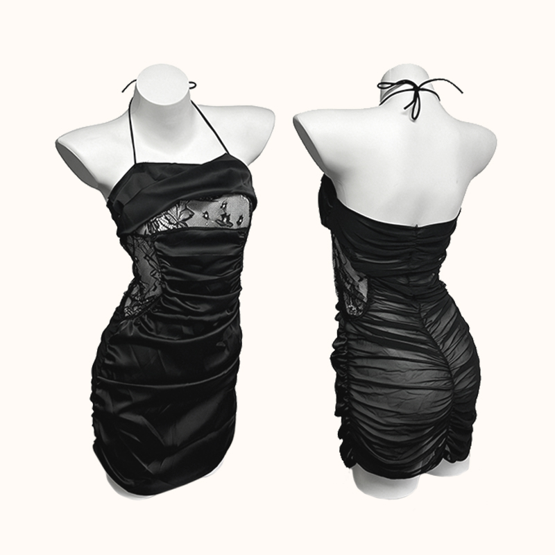 免脫奶蓋連衣裙｜兩側抽繩係帶｜内藏類似覆胸｜性感撩人-Seappiness