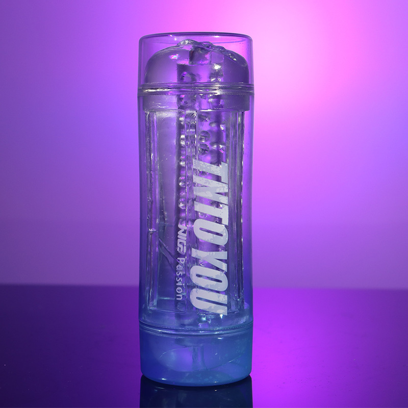 水晶手動飛機杯 | 雙頭設計自慰杯 | 顆粒碰撞夾吸