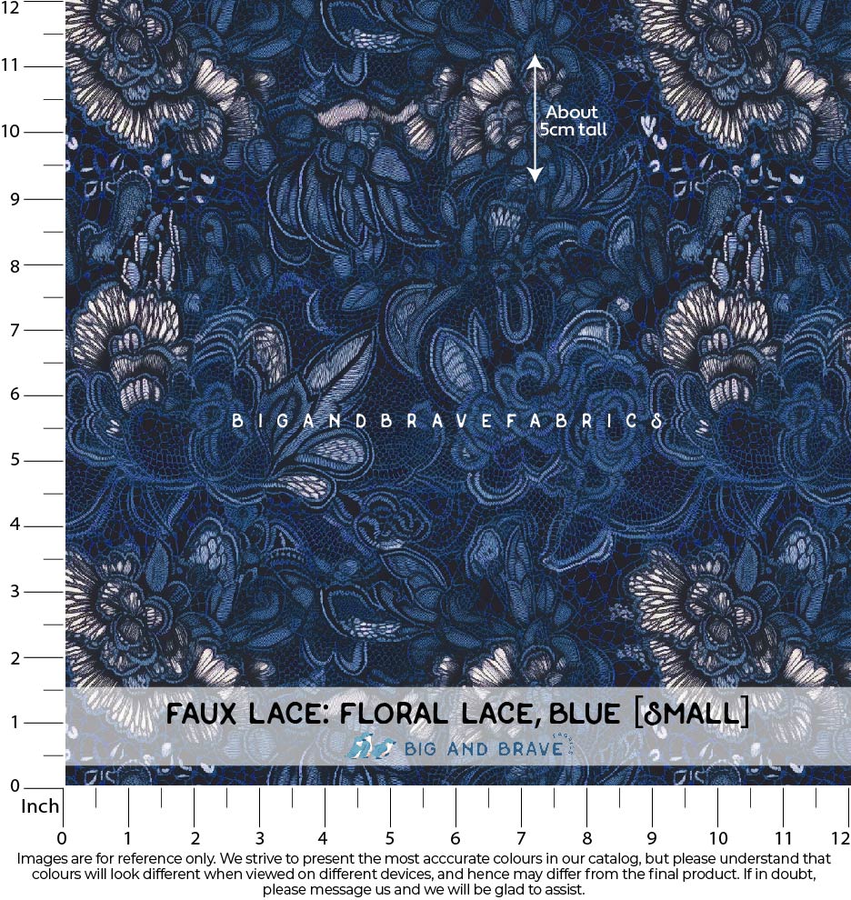 Faux Lace, Floral Lace (Blue) - Small/Mini