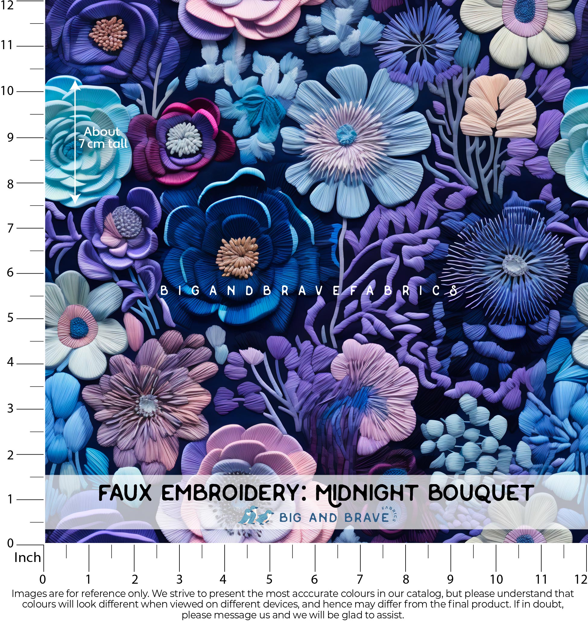 Faux Embroidery, Midnight Bouquet
