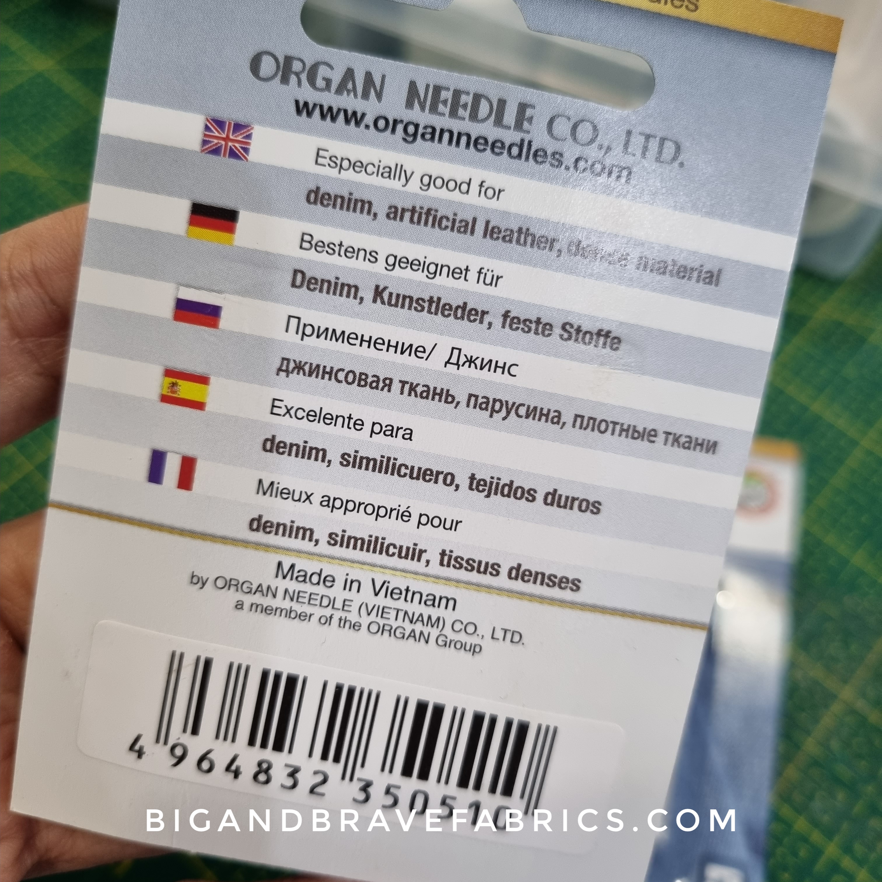 ORGAN Jeans Needles 130/705H Needles, sizes 14 & 16