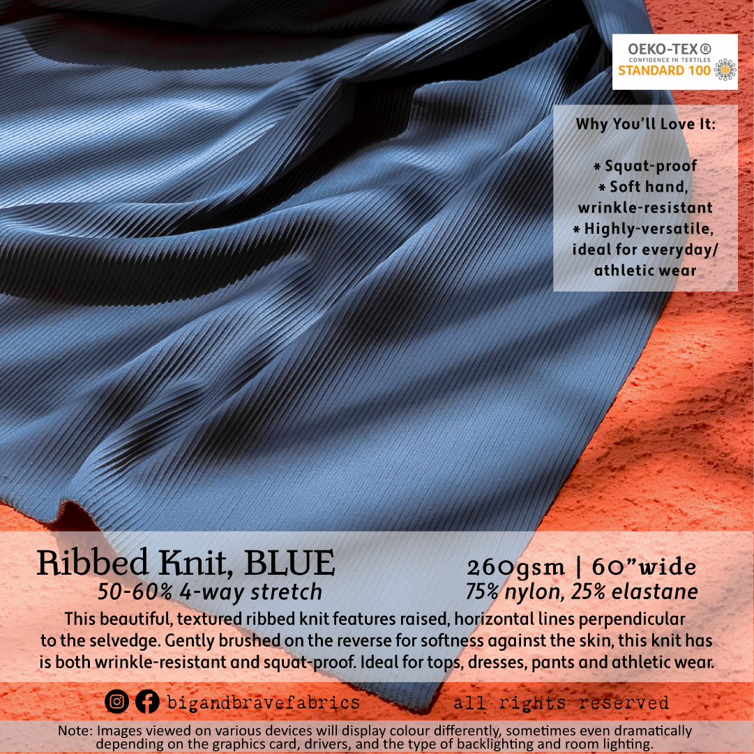 Ribbed Athletic Knit, 60", Assorted Colours