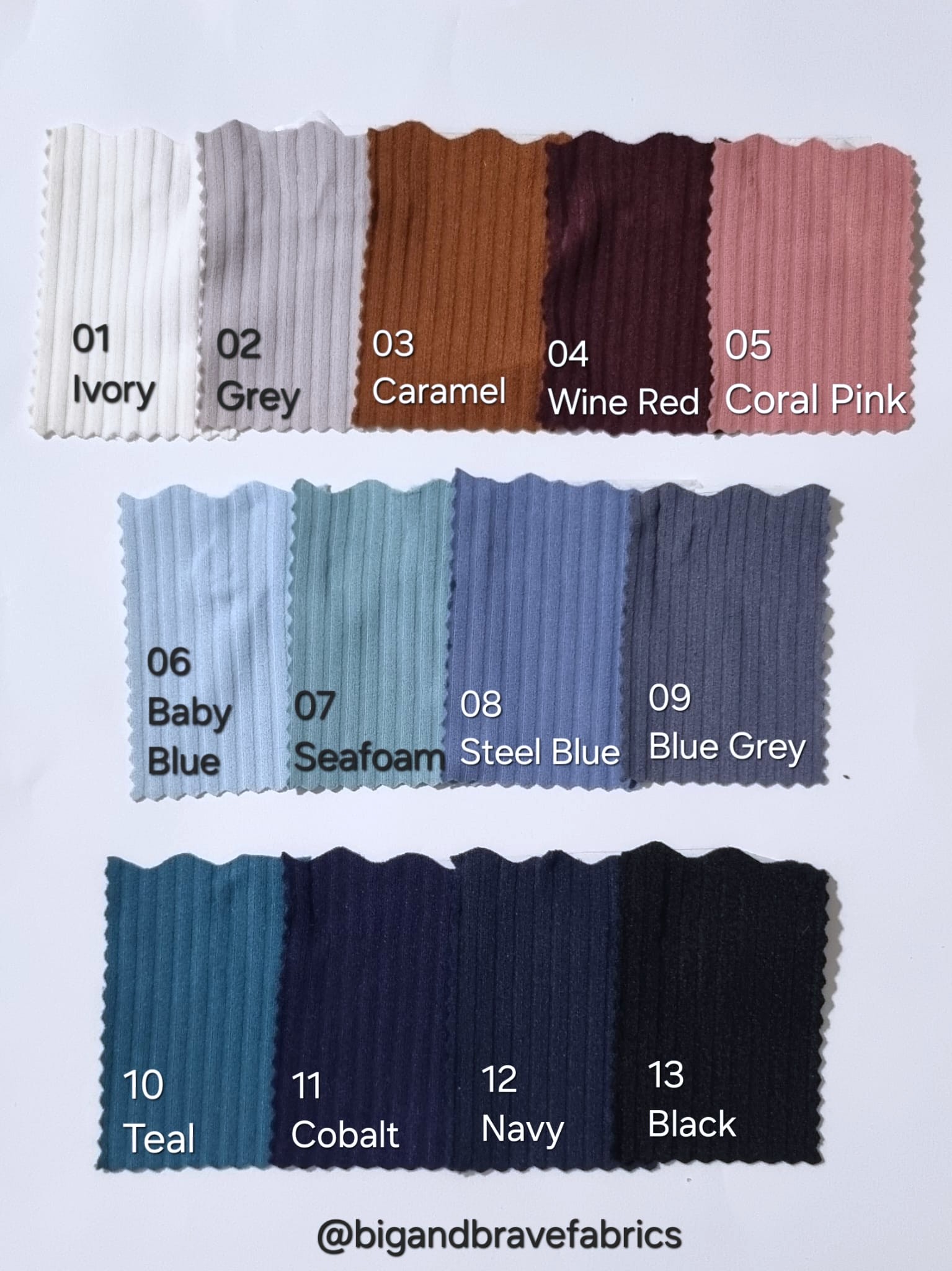 Brushed Ribbed Athletic Jersey (220gsm), sold per half yd