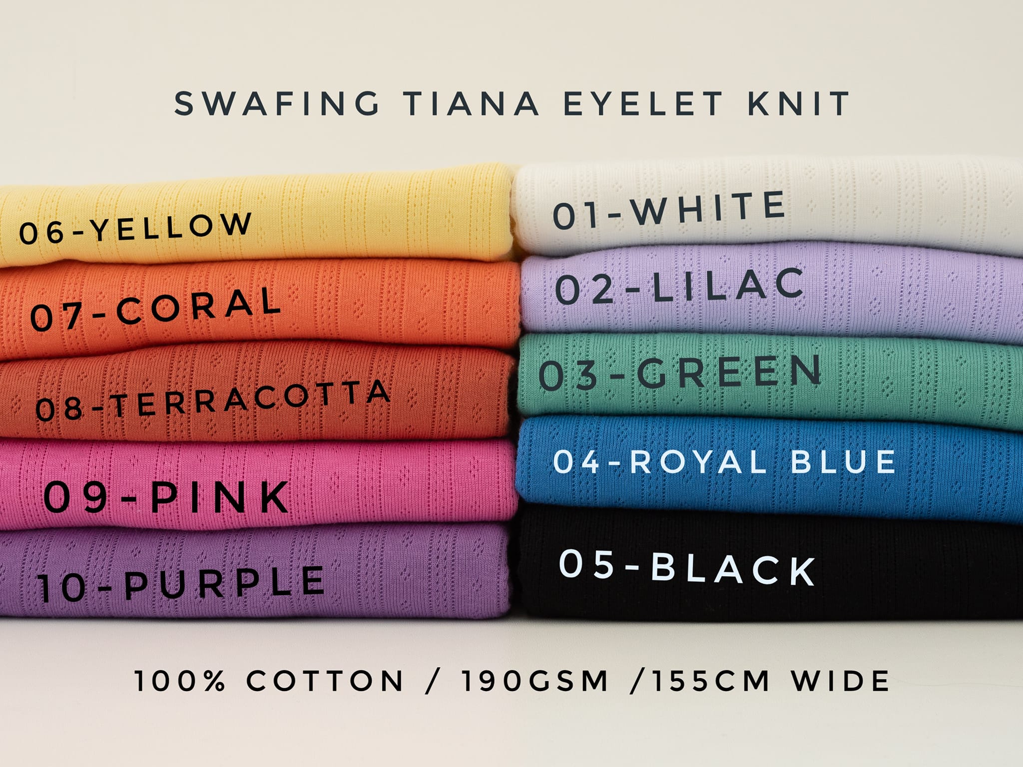 Eyelet Knit, TIANA Cotton Jersey by Swafing (per 1/2 yd)