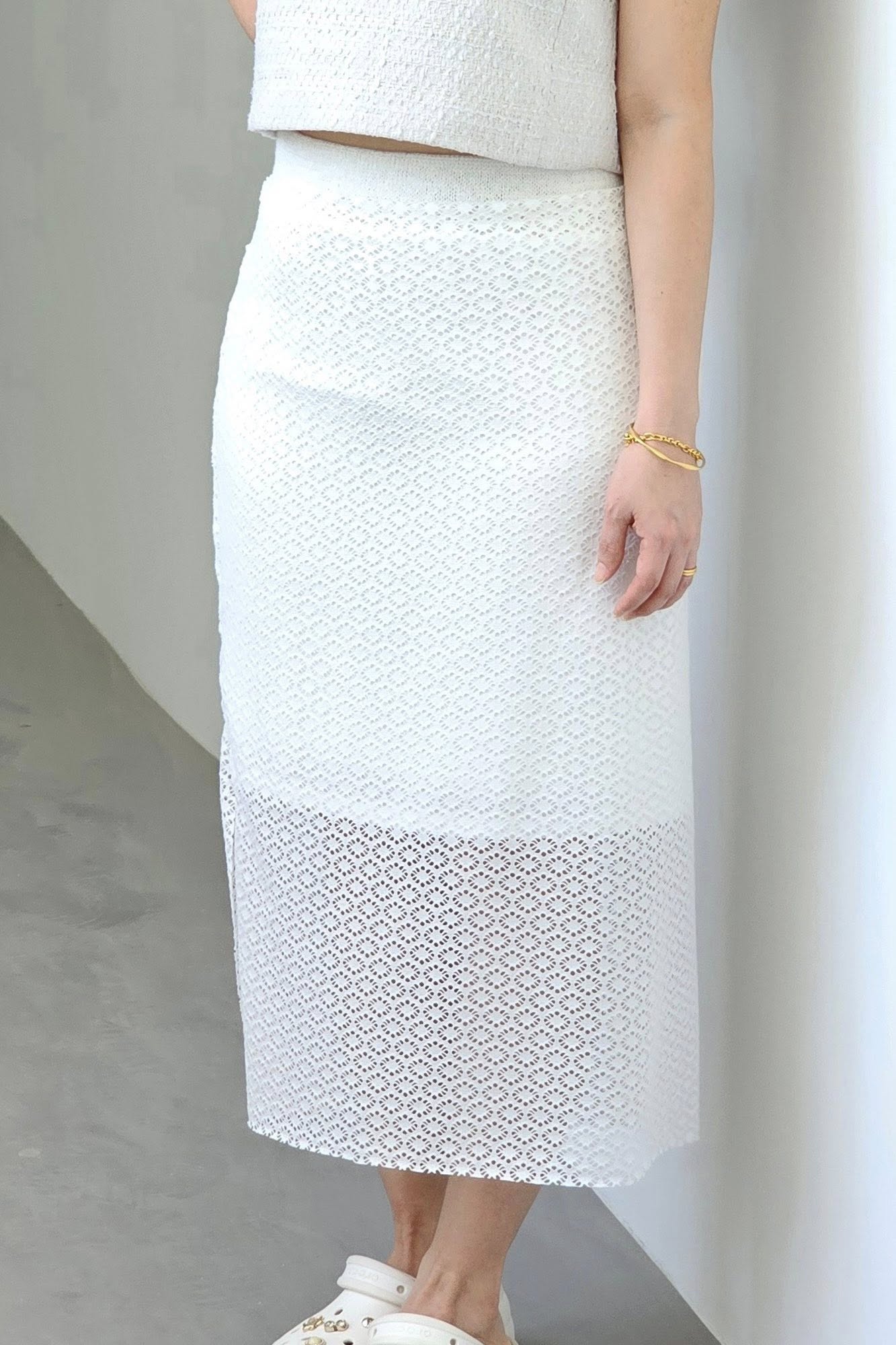 Eyelet Knit, WHITE - Last 1.2yd