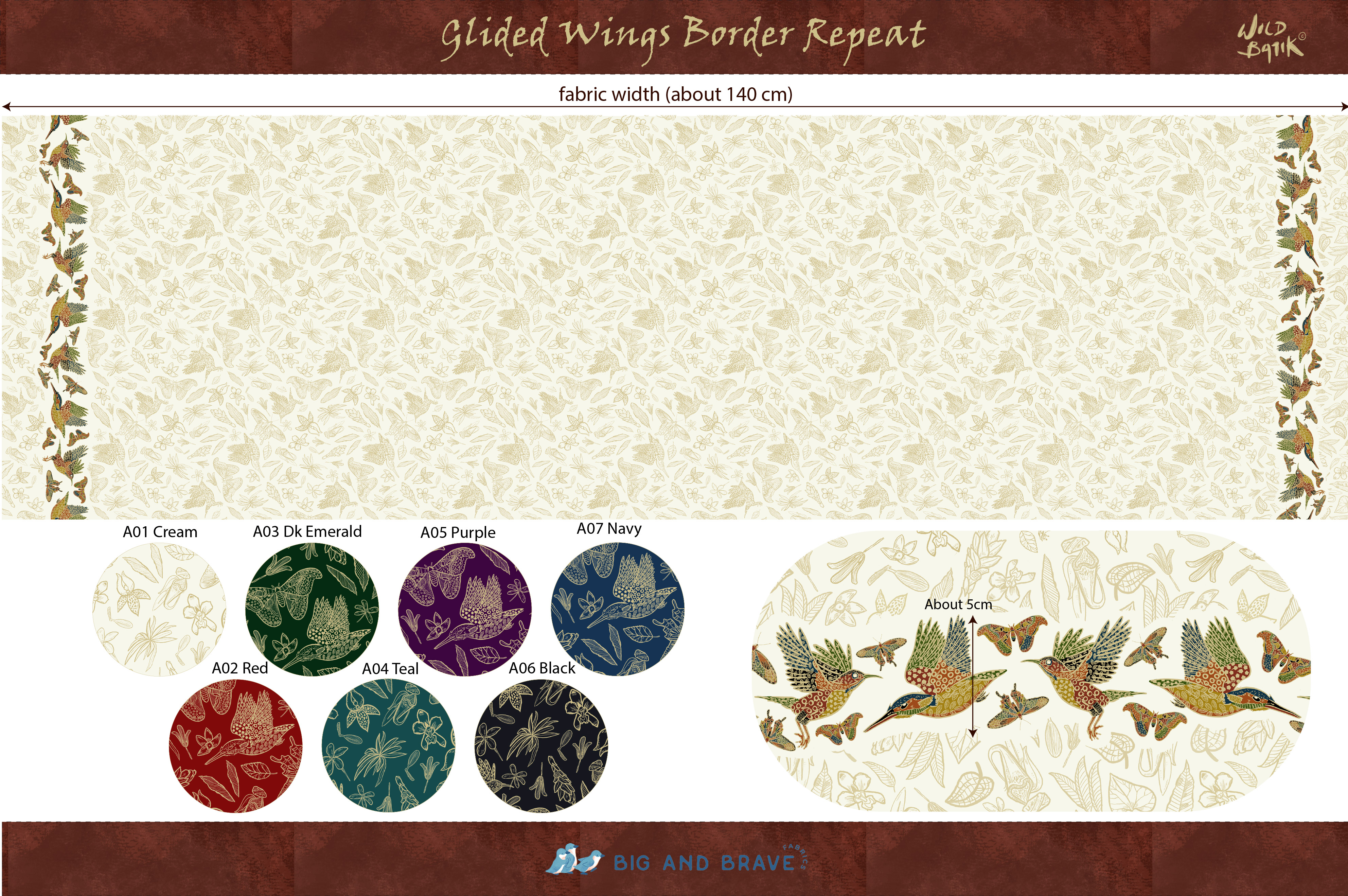 Glided Wings, Border Repeat - Classic Colours