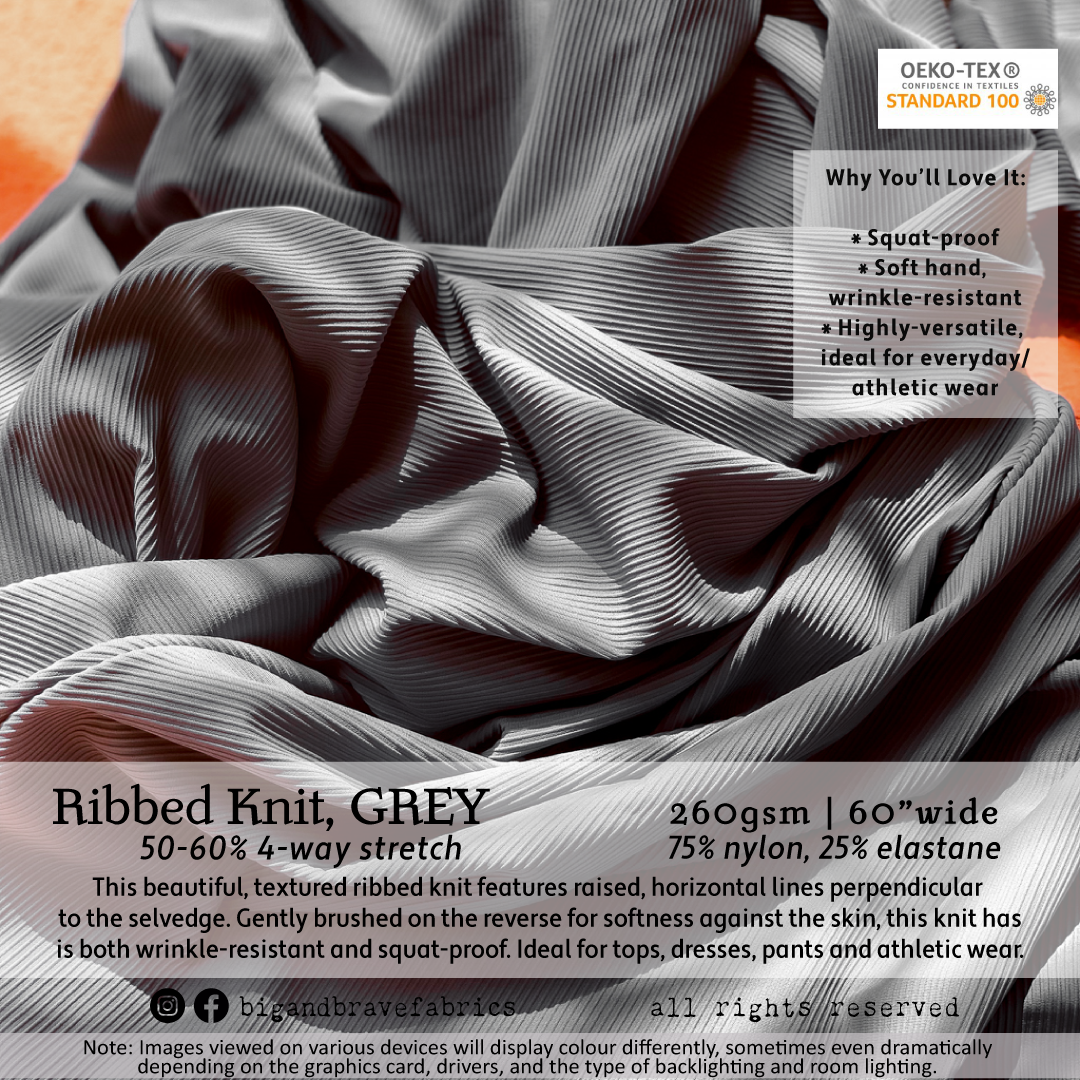 Ribbed Athletic Knit, 60", Assorted Colours