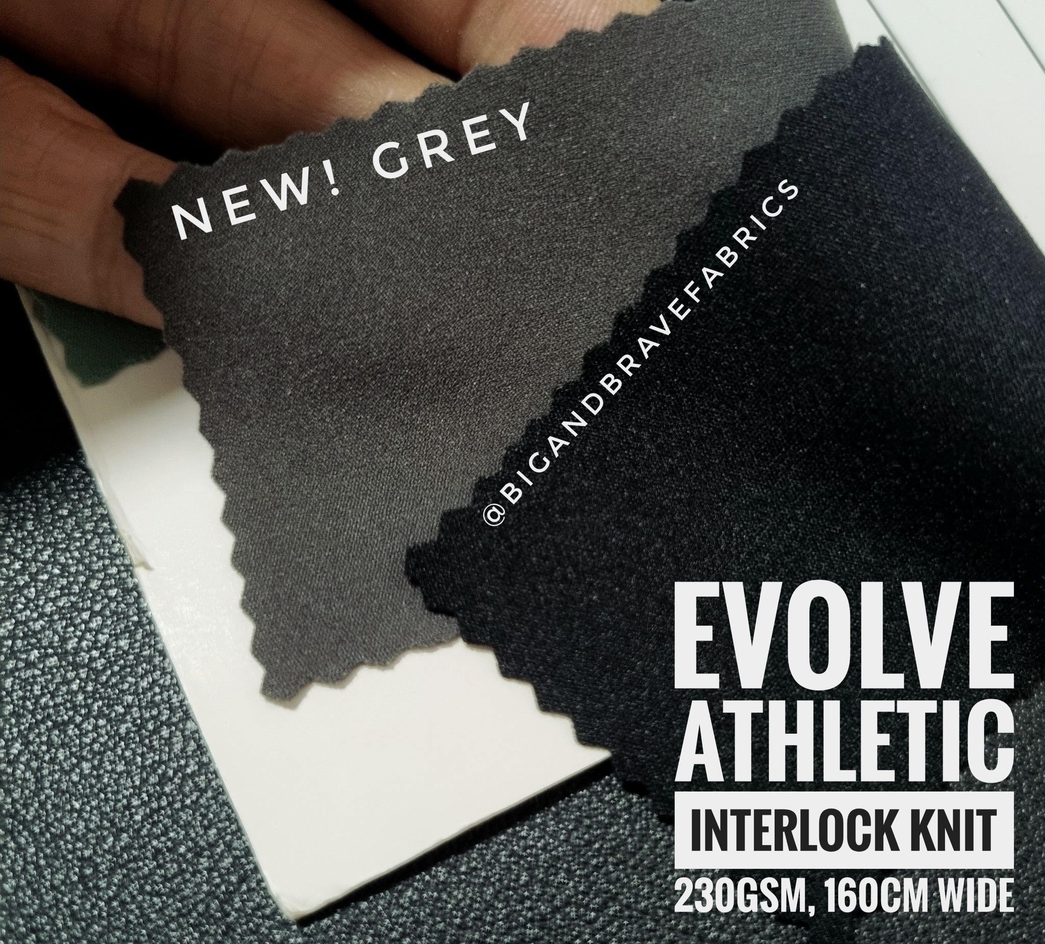EVOLVE Athletic Brushed Interlock Nylon Spandex (220gsm), Grey (1.3 yard)