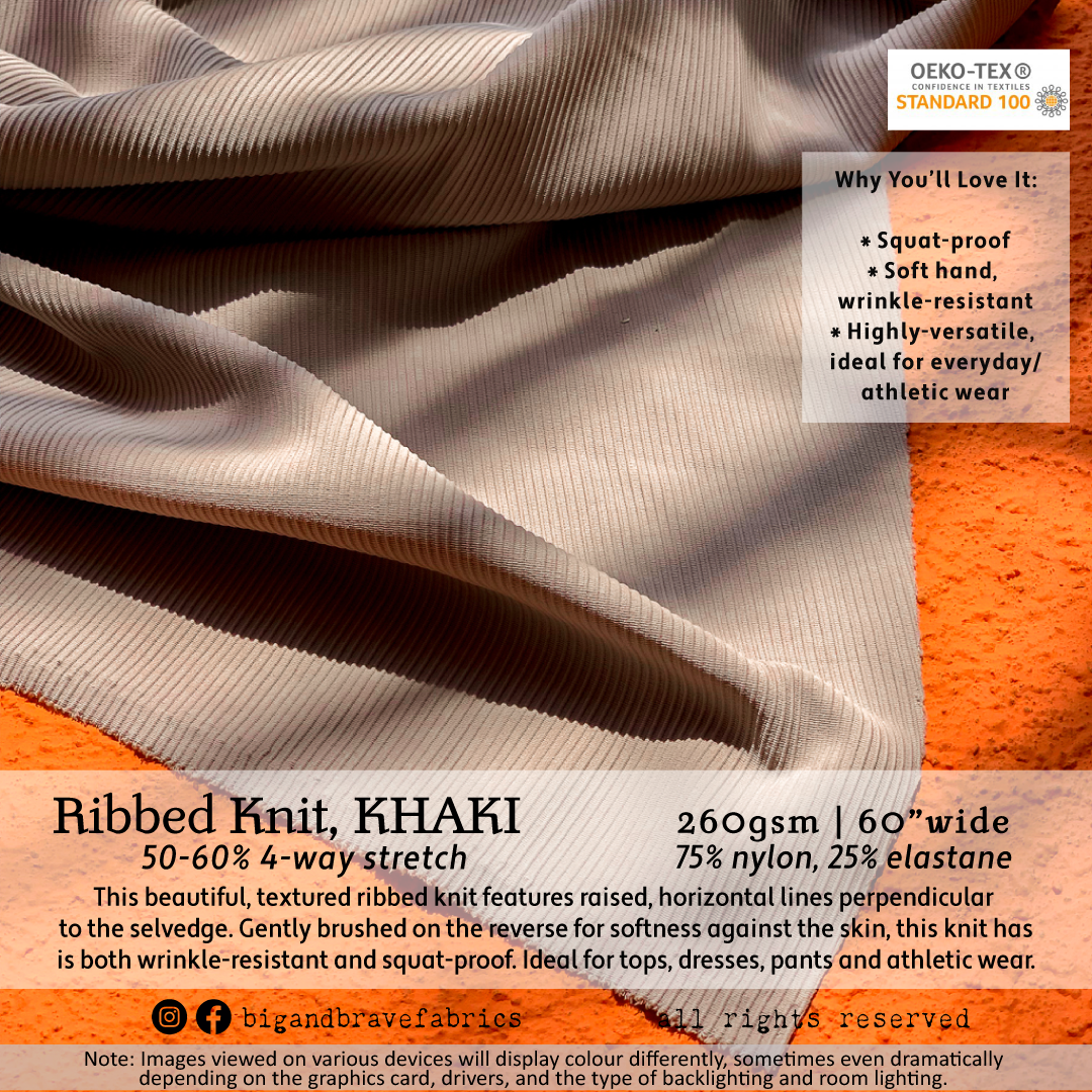 Ribbed Athletic Knit, 60", Assorted Colours