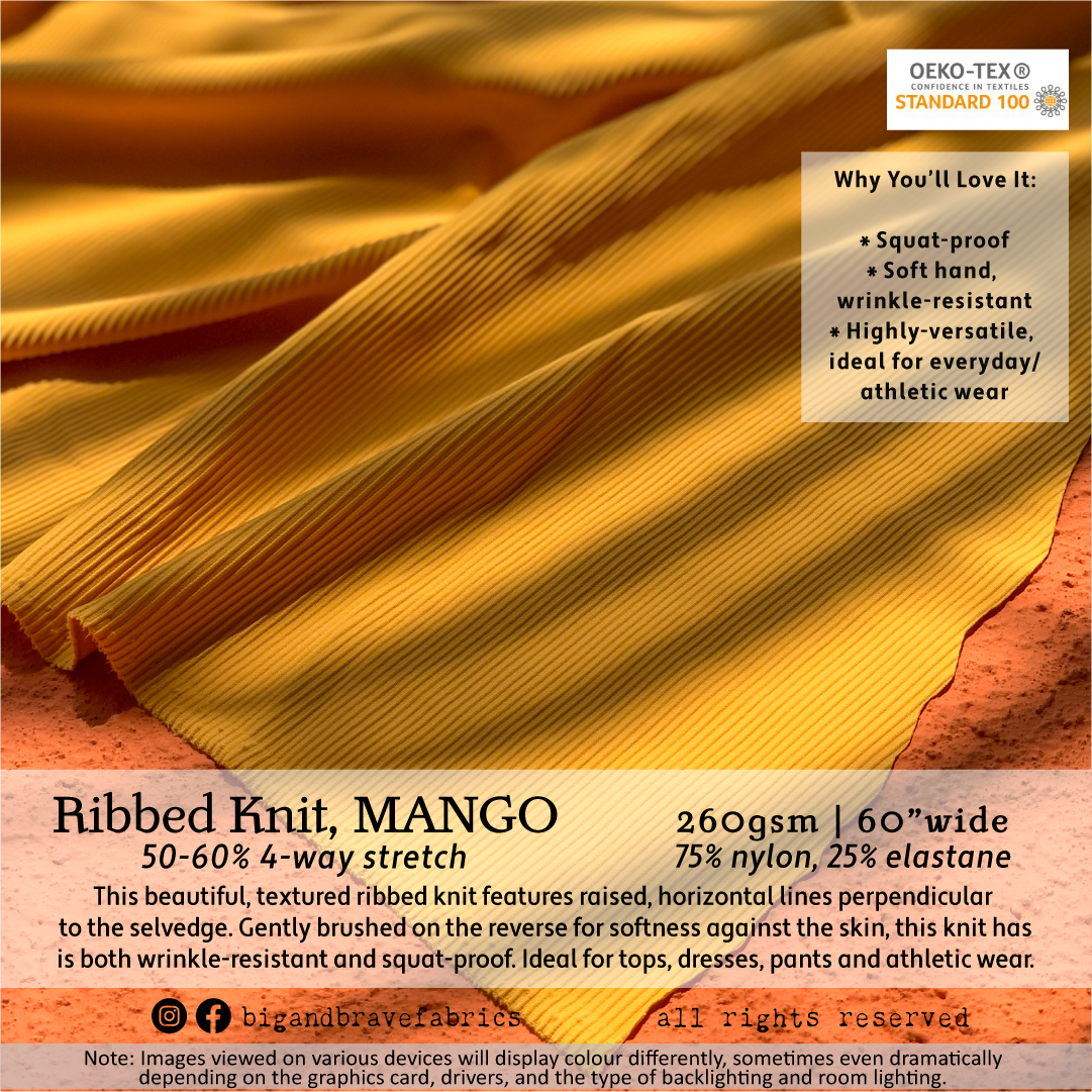 Ribbed Athletic Knit, 60", Assorted Colours