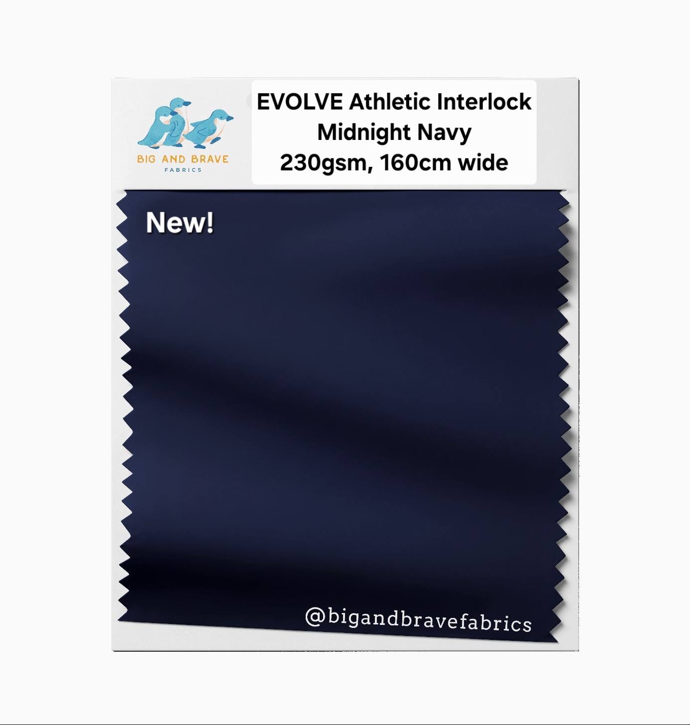 EVOLVE Athletic Brushed Interlock Nylon Spandex (220gsm), Midnight Navy (Last 2 yards, sold per half yd)