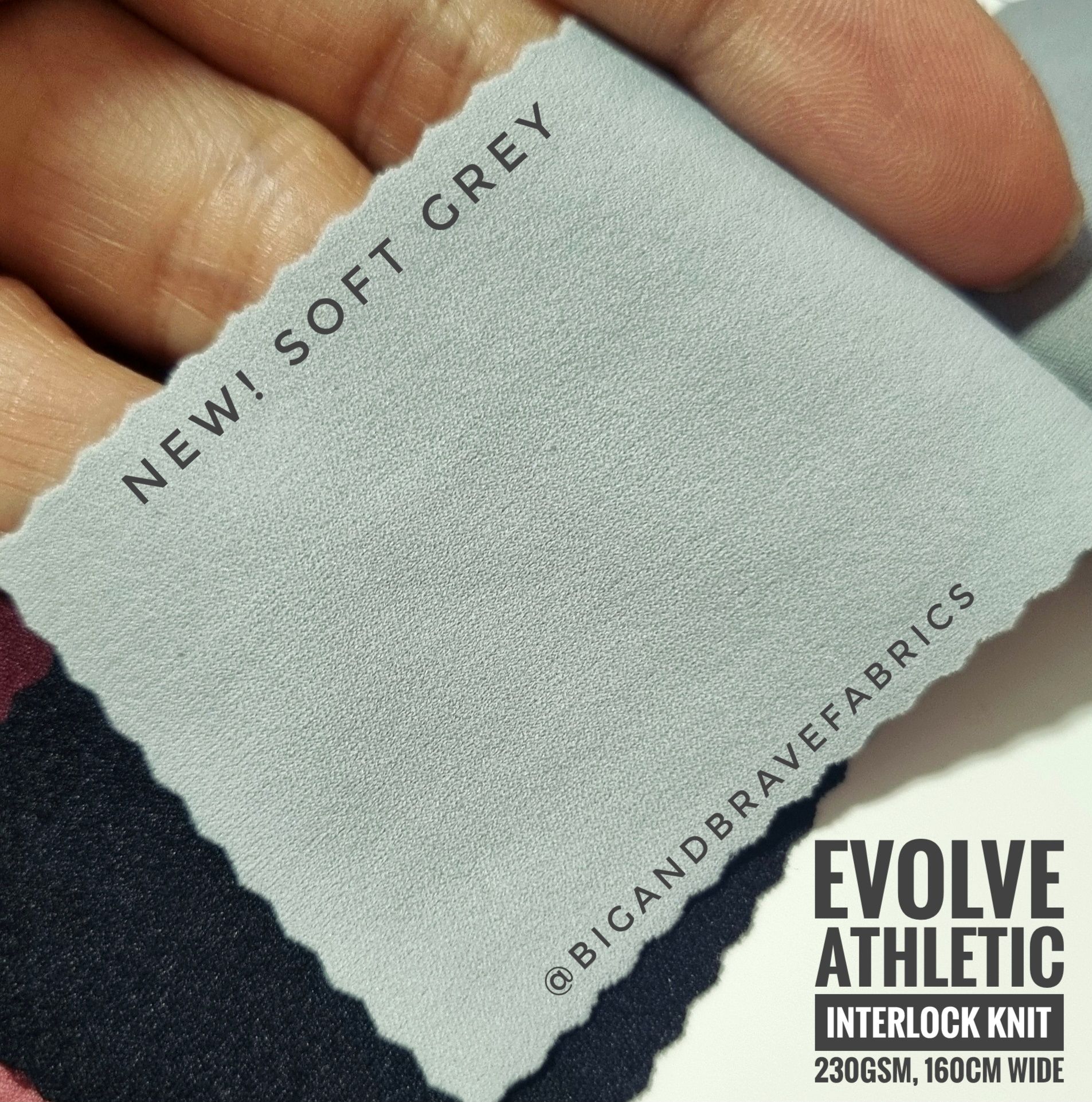 EVOLVE Athletic Brushed Interlock Nylon Spandex (220gsm), SOFT GREY - Last yard