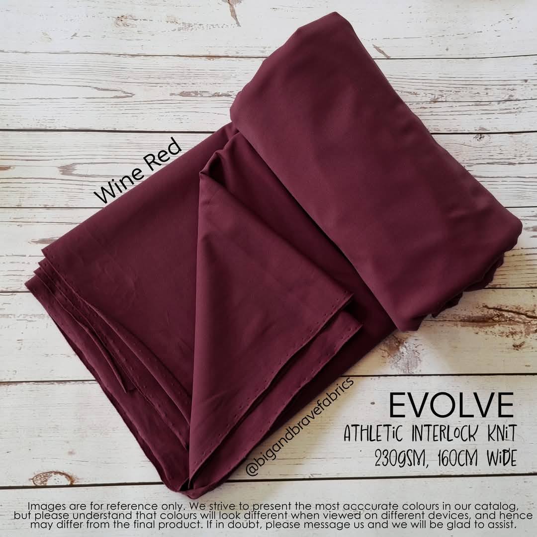 EVOLVE Athletic Brushed Interlock Nylon Spandex (220gsm), Wine Red (Last 0.5 yard)