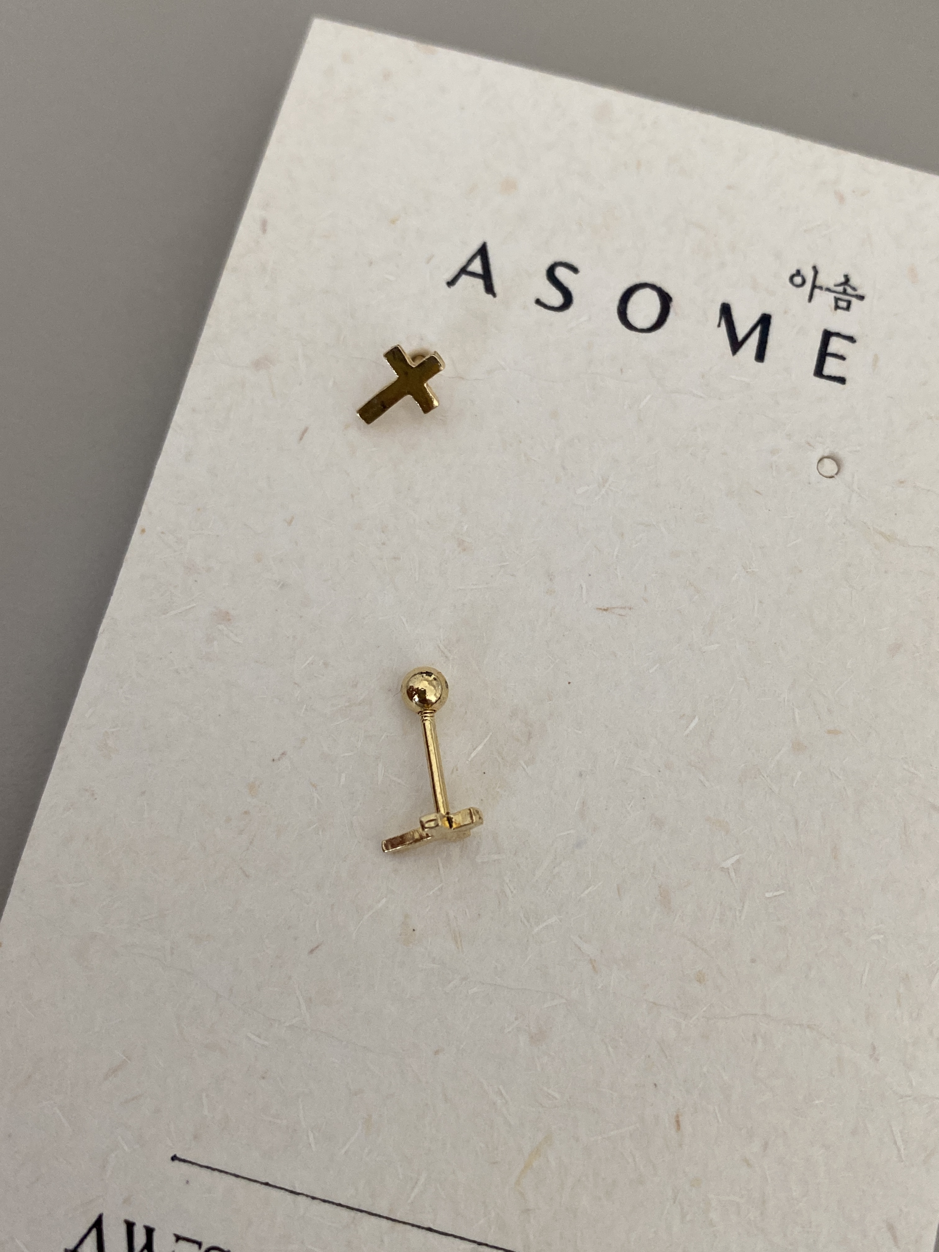 S925 gold, simple cross piercing ( 1 piece)