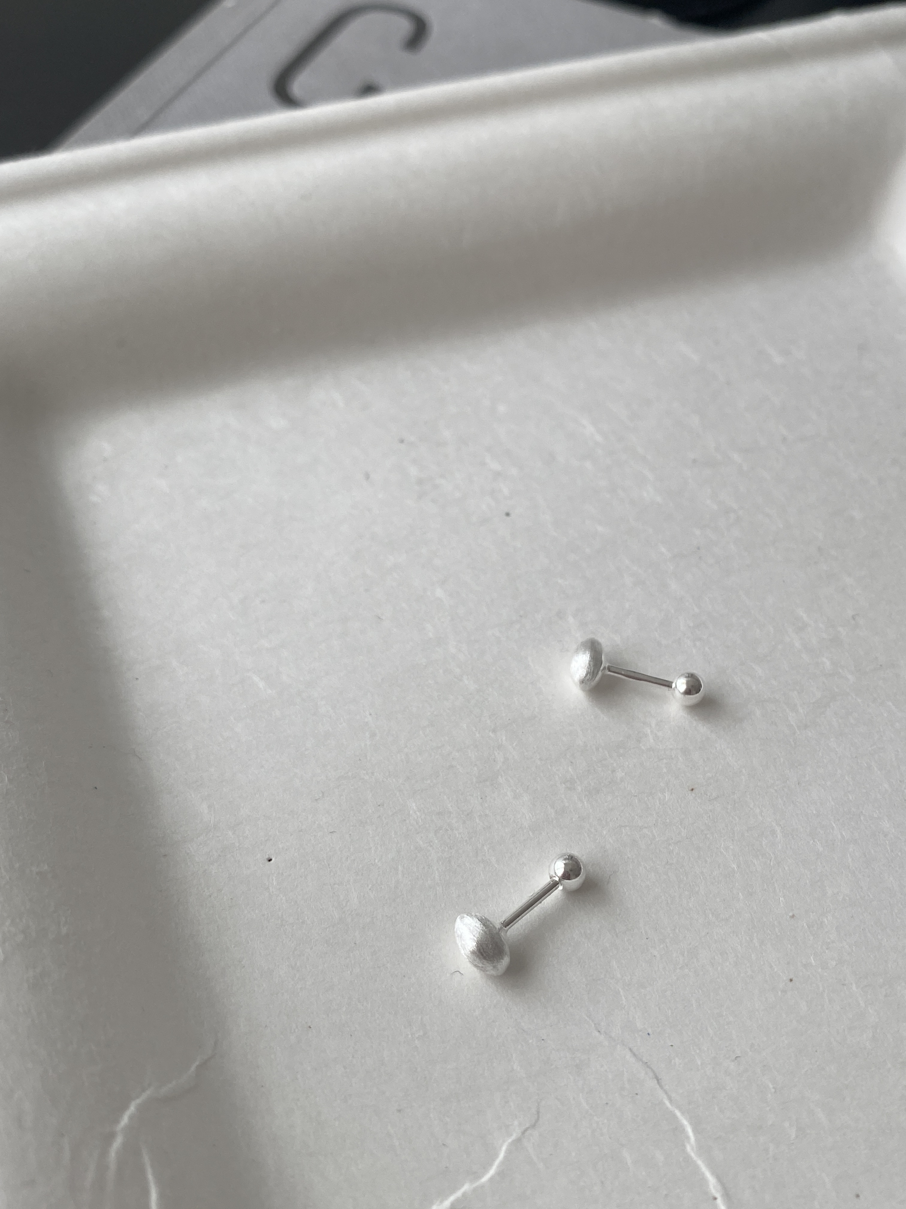s925 matt brushed silver mini rice beads piercing ( 1 piece ) 