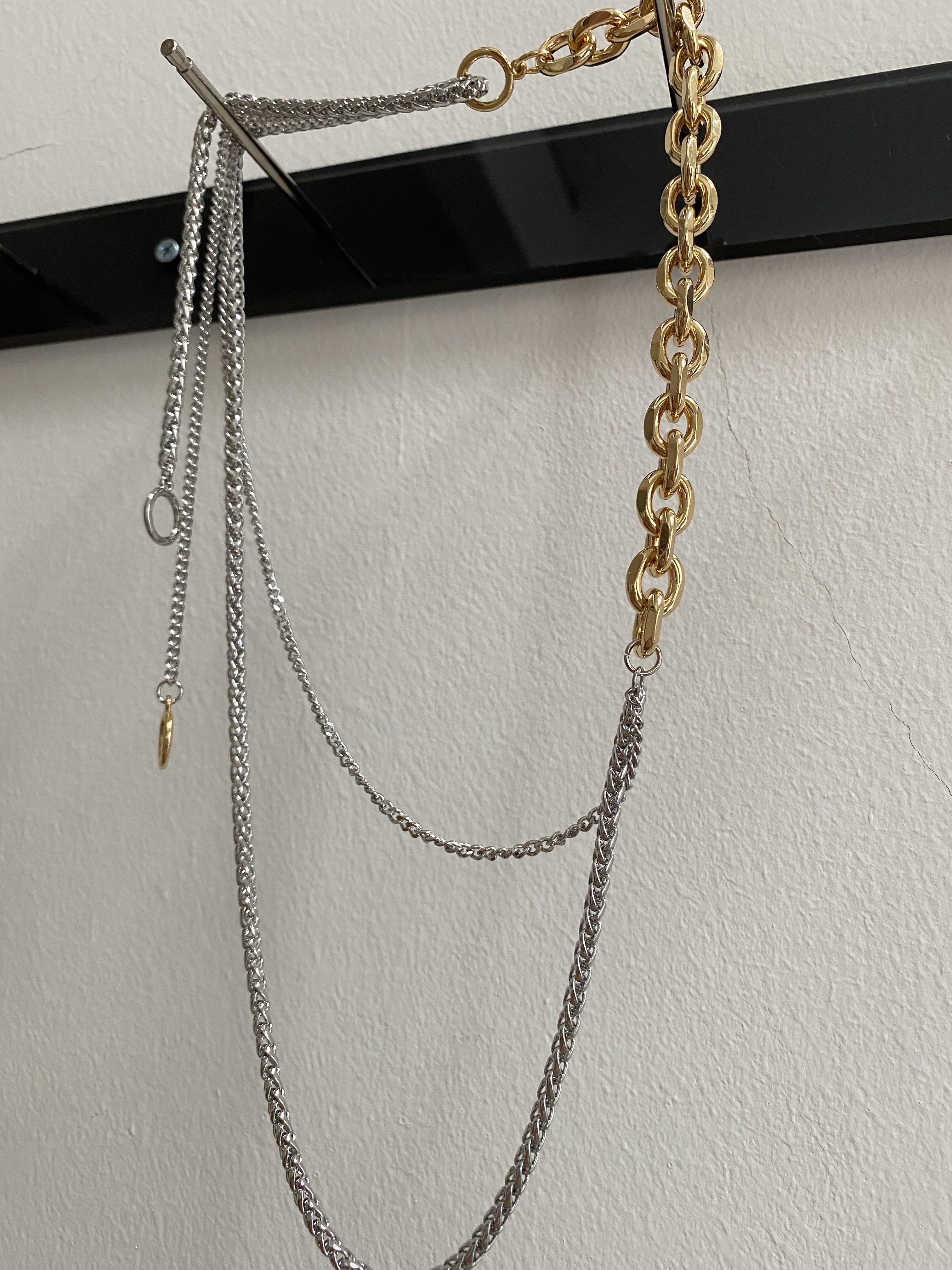 Layered long chunky chains necklace