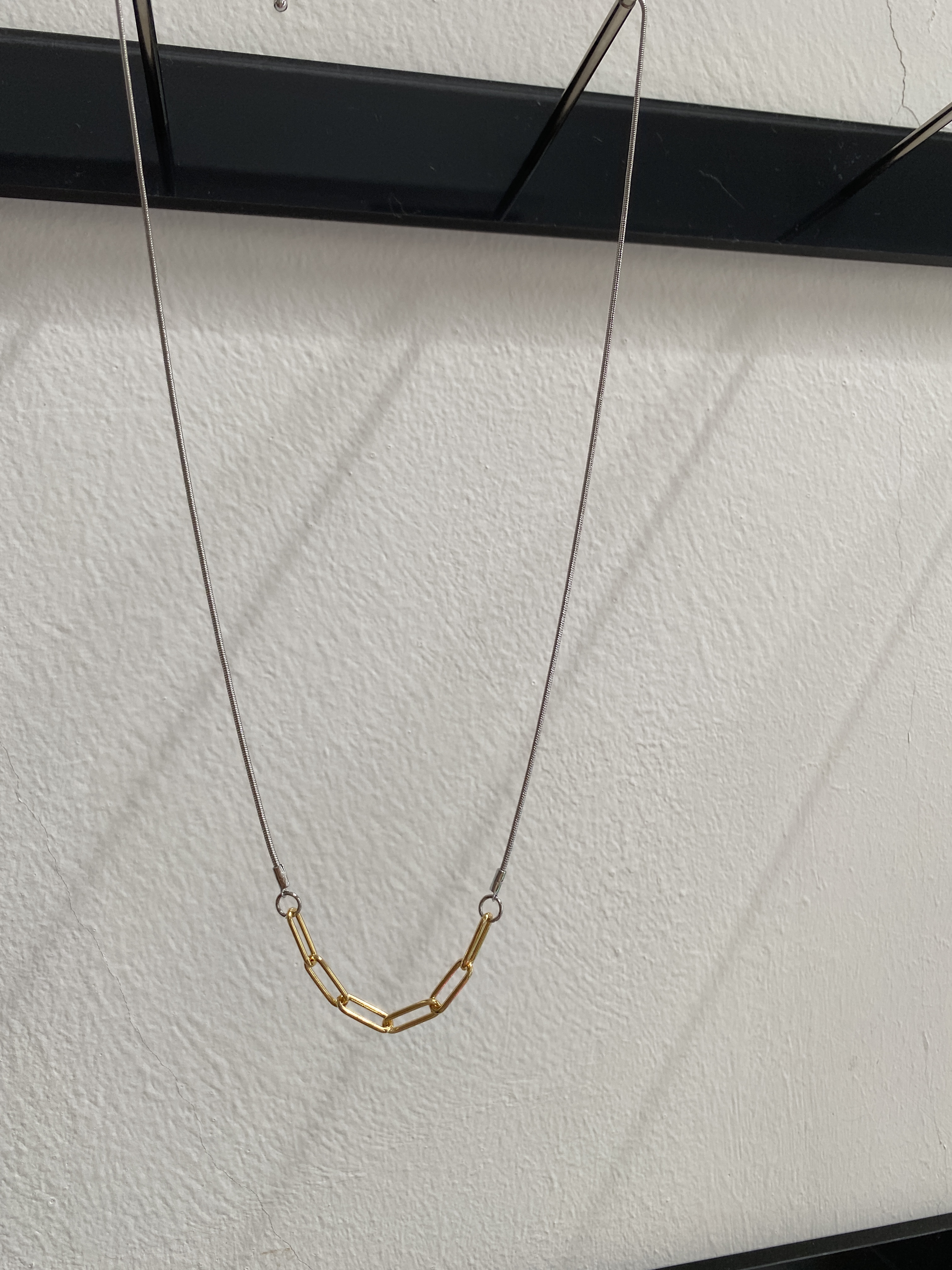 snake chain, gold loop chain at front necklace