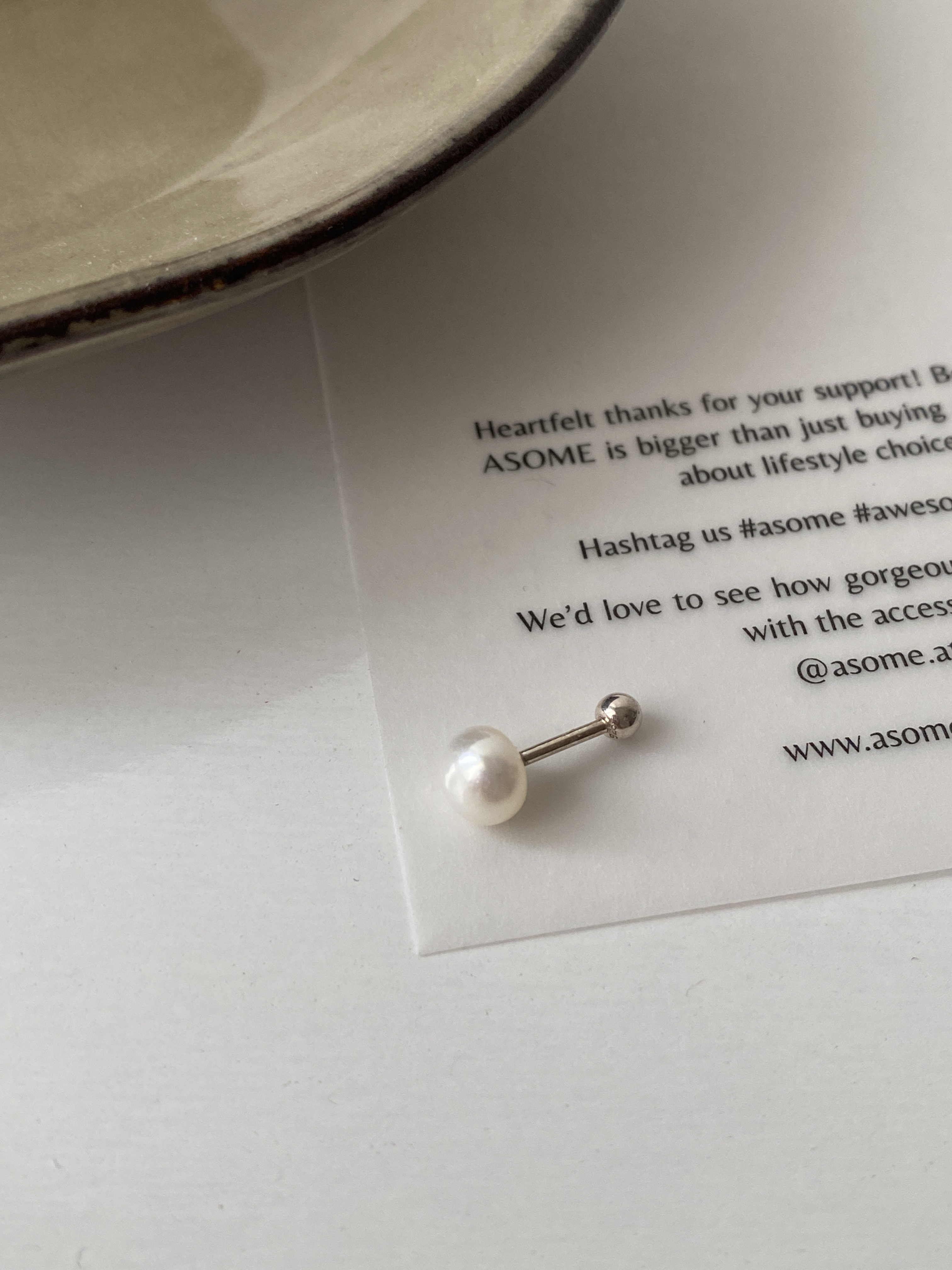 s925 6mm, fresh water pearls piercing ( 1 piece )